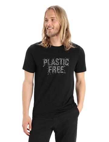 T Shirts Icebreaker Merino Tech Lite II Corta Sleeve Plastic Free Homme Noir | FR 1187NWYB